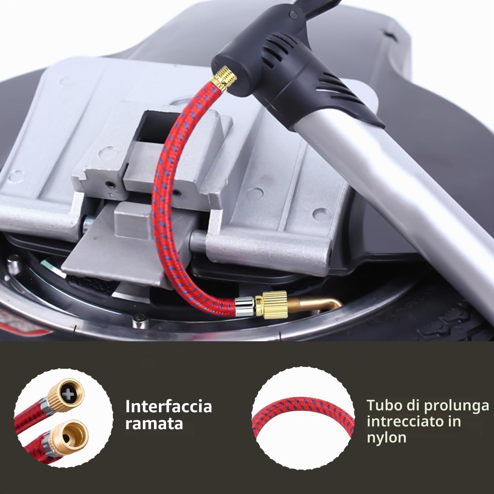 Adattatore Valvola Presta Universale 8 Pezzi per Palloni Auto Bici Gonfiaggio SV DV AV Prolunga Tubo Aghi Compressori Aria
