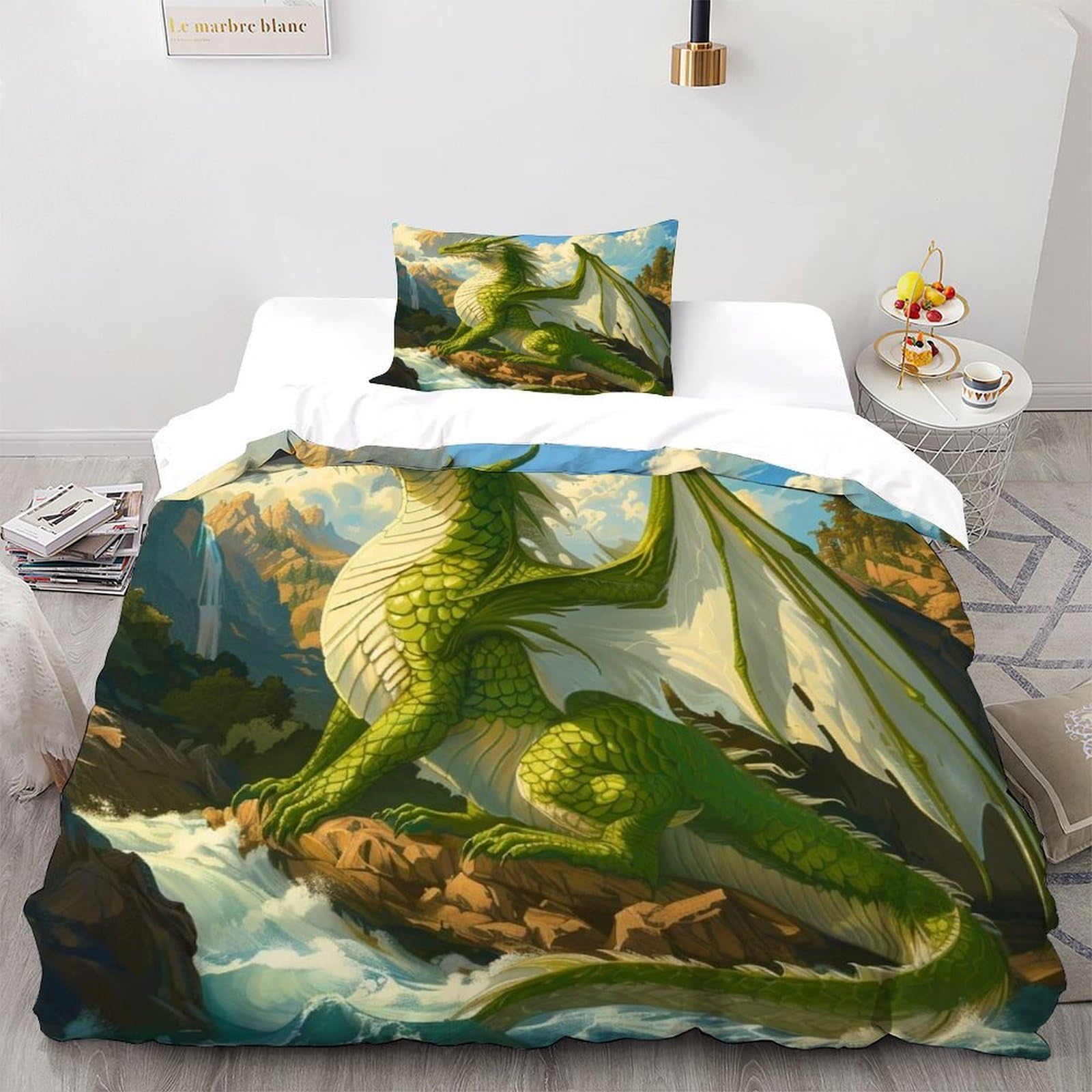 Housse de couette dragon ensemble de literie microfibre 135x200 thème wildlife