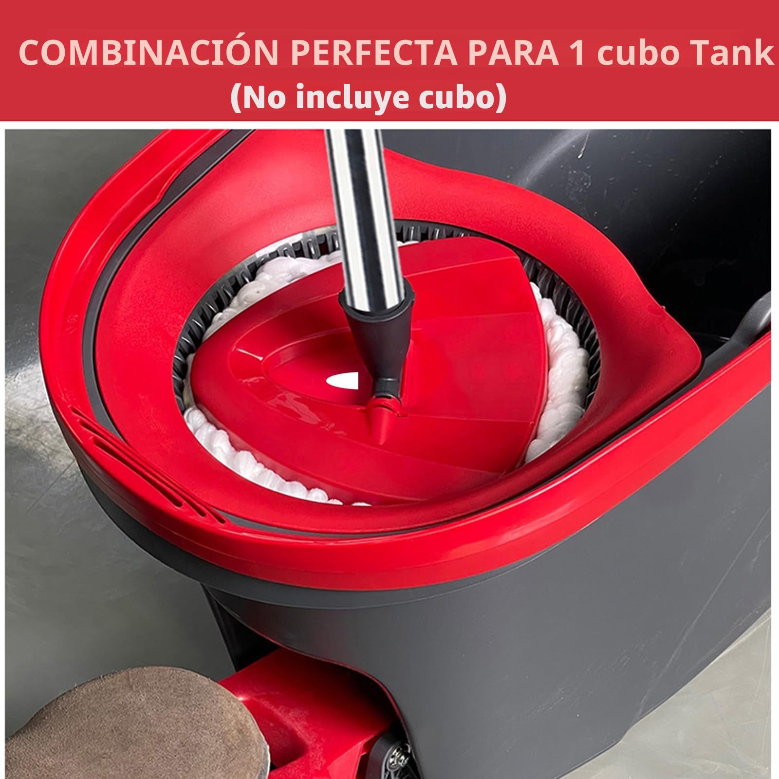 Base de Cabezal de fregona giratoria roja con Mango de fregona para Vileda Turbo Spin 2en 1,3en1, Repuesto de Repuesto de fregona Triangular para Turbo Smart/EasyWring&Cleaning Accesorio de fregona