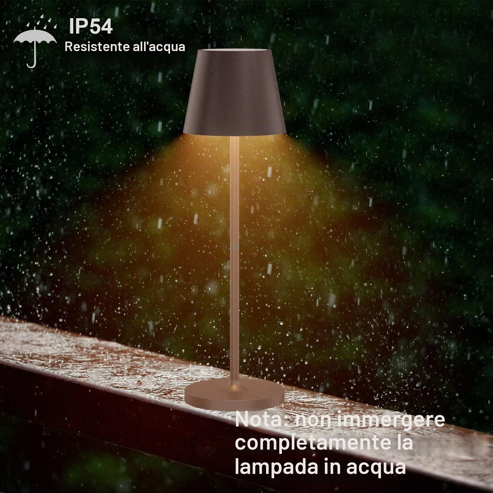 Klighten 2 Pezzi LED Lampada Dimmerabile da tavolo senza fil, Ricaricabile Lampada da Scrivania Interni/Esterni in Alluminio con Base di Ricarica Contatt, Colore Ruggine, Luce calda 3000K, IP54