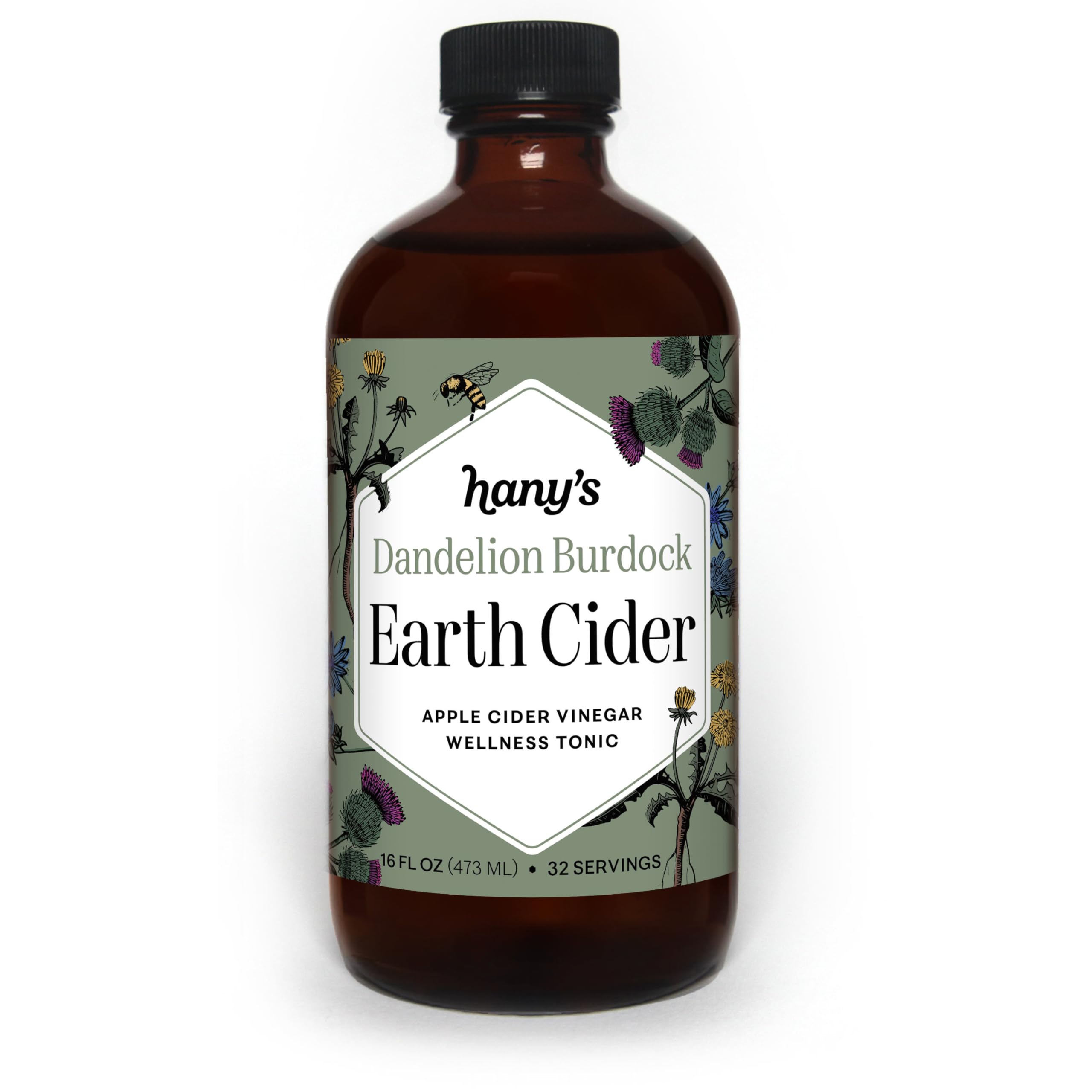 Harvest Dandelion Burdock Earth Cider – 16 fl oz | All-Natural Wellness Tonic, Apple Cider Vinegar | Non-GMO, Gluten-Free, Handcrafted