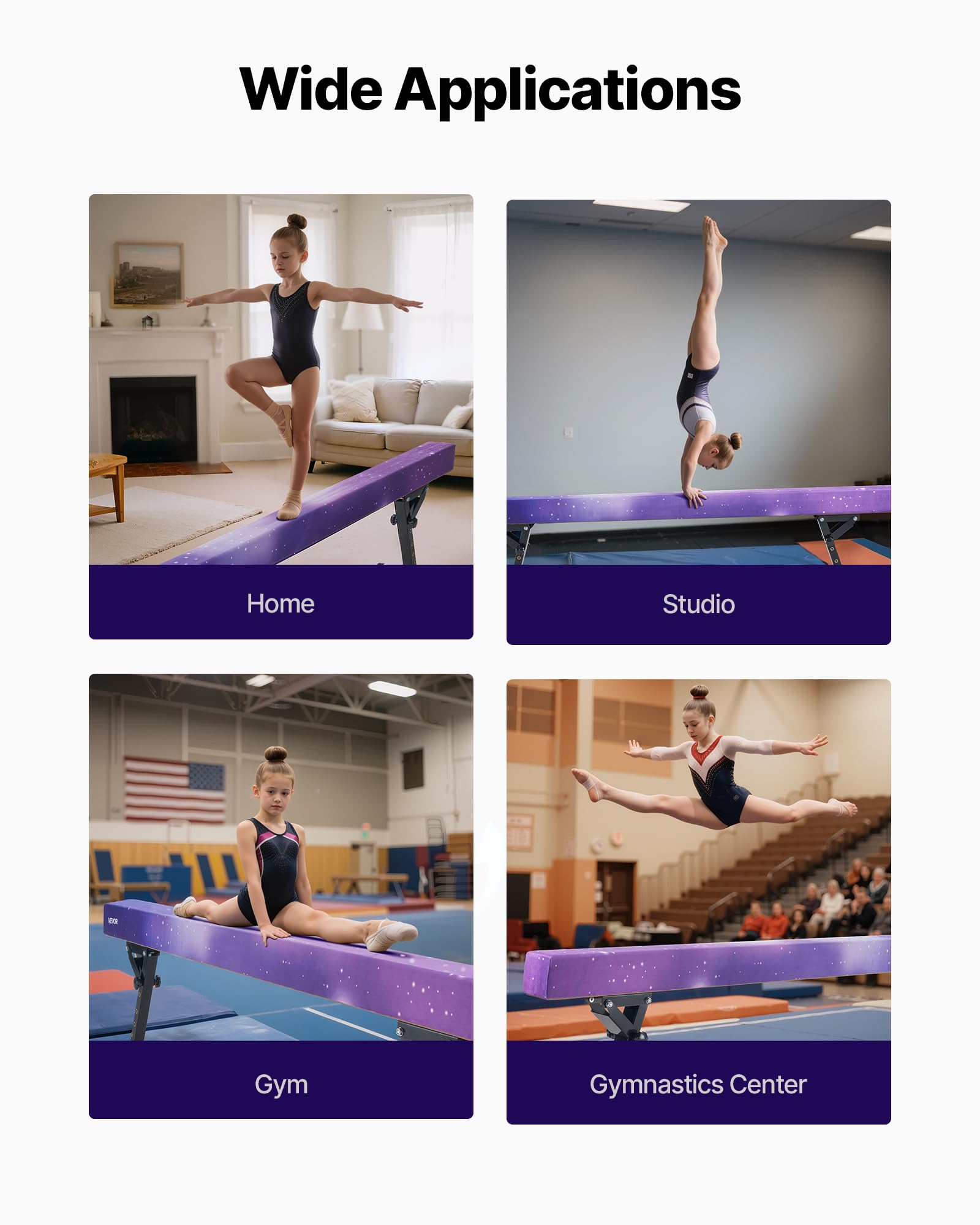 VEVOR Poutre Gymnastique réglable pour Enfants, 2410 mm, Poutre d'équilibre avec 2 Modes et 5 hauteurs réglables, équipement d'entraînement Professionnel pour Maison et Centre de Gymnastique, Galaxie