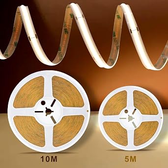 COB LED Strip 15m, 384 LEDs/m, 24V, 100lm/w, 9w/m, CRI 92, 10mm Wide, Continuous LED Light Strips for DIY Project, Interior Decor, Concealed Lighting (No Power Supply), Cool White, 6000K [Energy Class F]