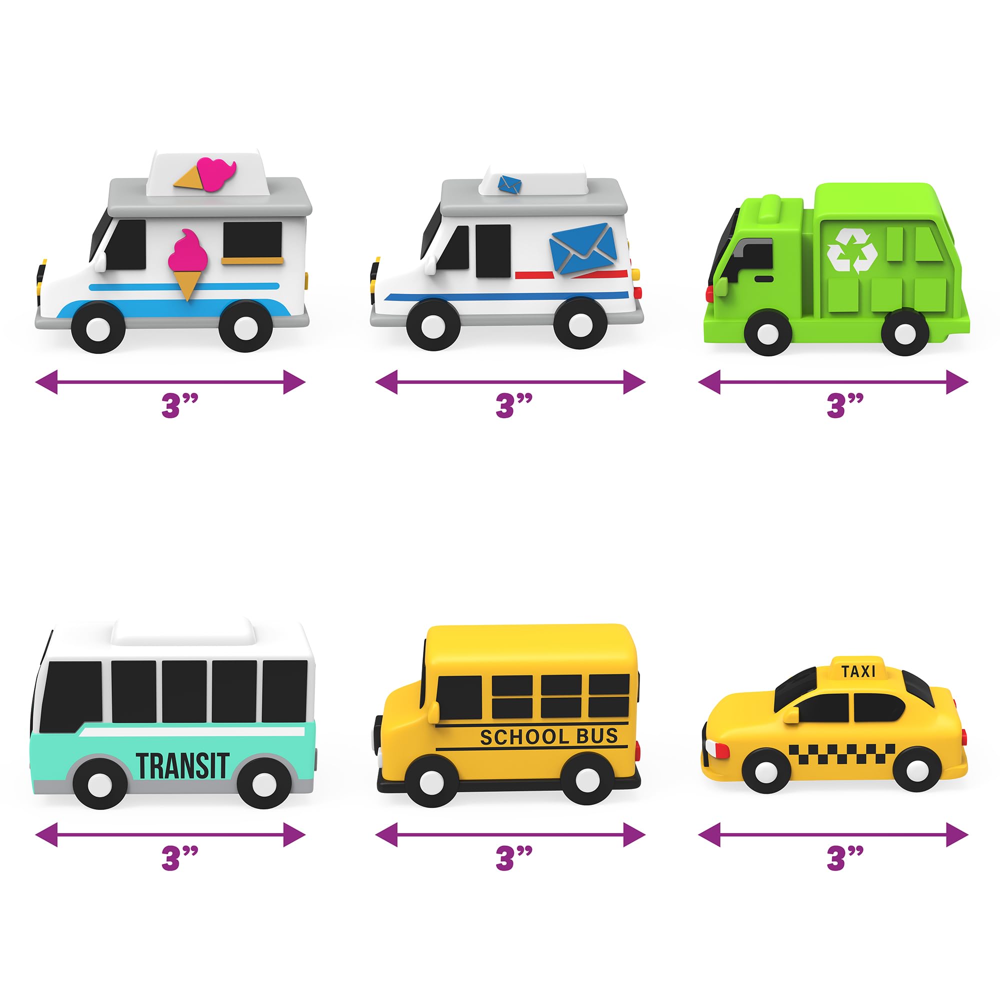 ® Vehicles™ - Juguetes de baño sin moho para coches de baño, paquete de 6, sellados, sin agujeros, diseño de juguetes de baño que mantiene la humedad fuera | Suave, exprimible y flota en el 8