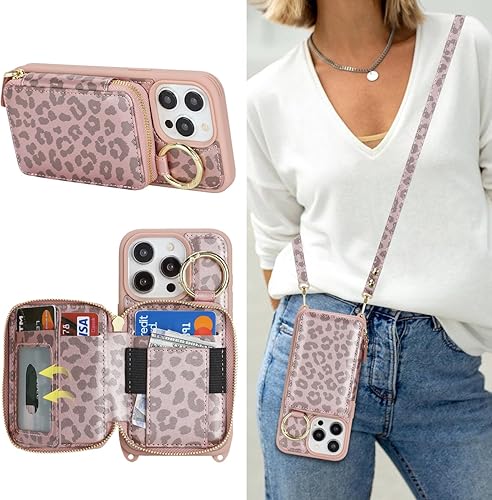 Miniatura 36 de Funda Cartera Bandolera para iPhone 11, Cuero PU Cremallera Bolso Cartera Funda Plegable con Tapa, Funda Folio con Soporte con Ranuras para Tarjetas