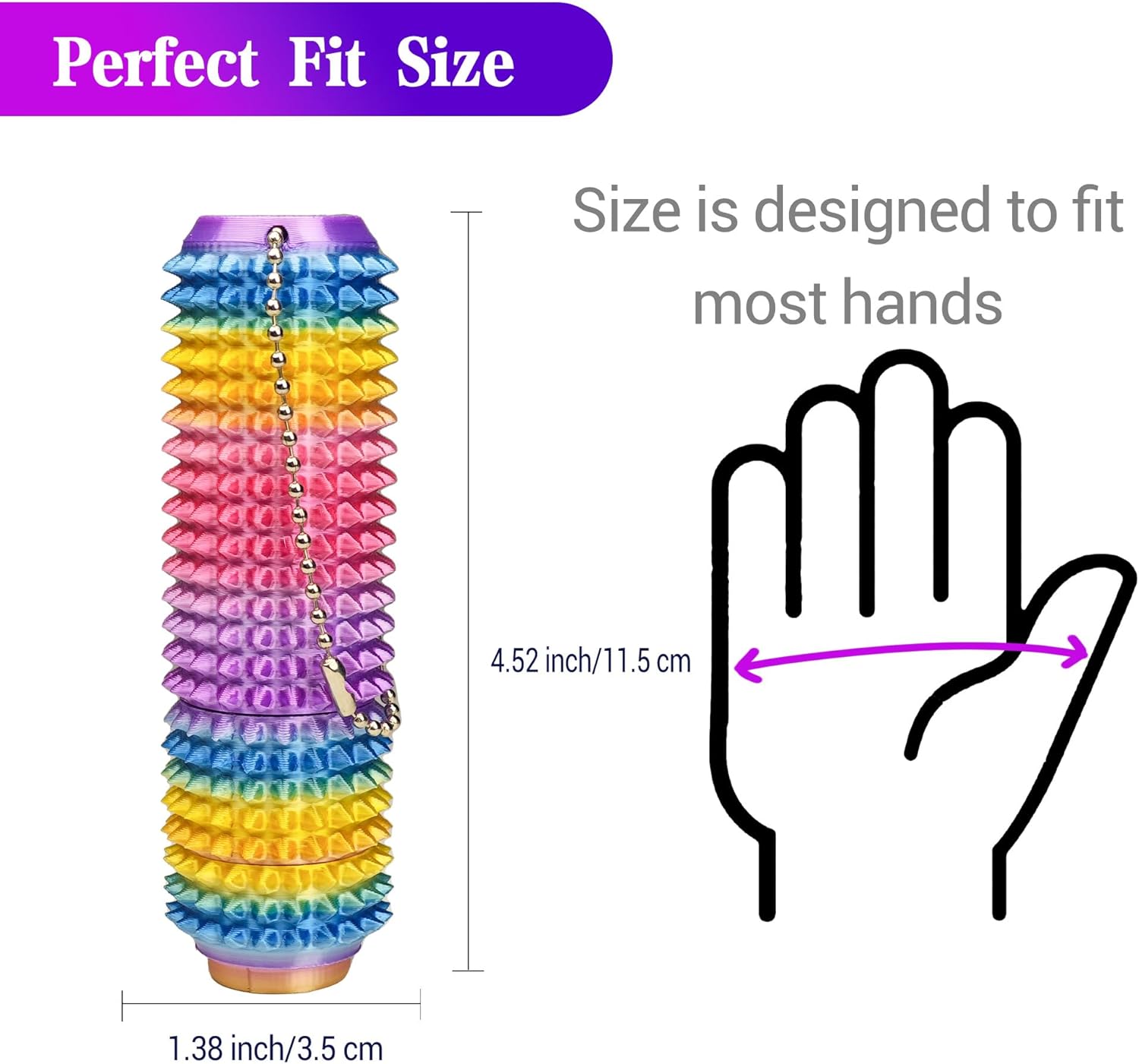 Button Click, Spinners, Pain Stim Fidget Toy, 3-in-1 Design of Little Ouchies Fidget, Mini Fidget Toy for Adults, Spiky Grippie Stim Keychain for Anxiety Relief