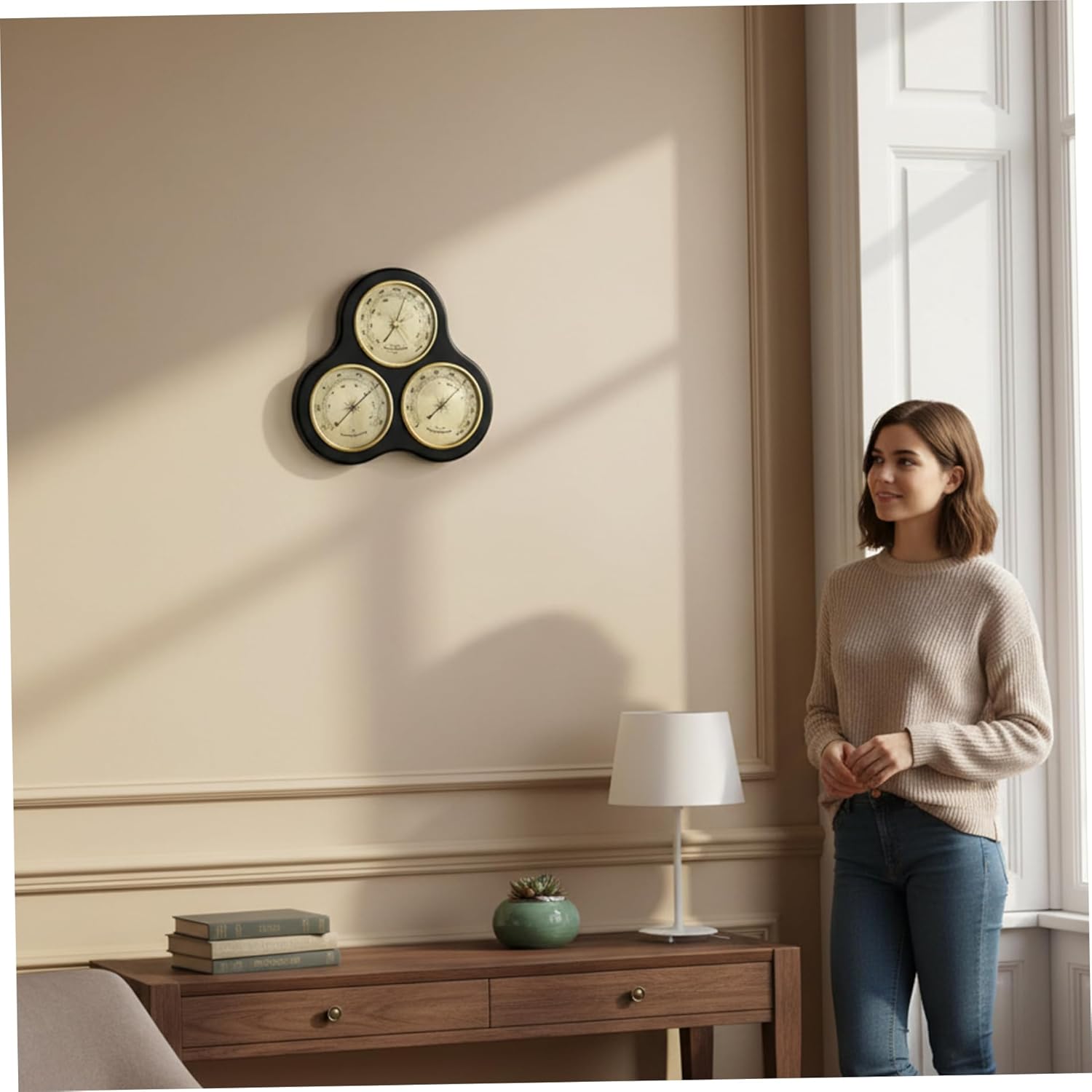 Barometers for the Home - Indoor Barometer with Hygrometer and Thermometer Wall Mount Indoor Weather Station for Home & Office Decor 10.2x9.7x1.4 inch
