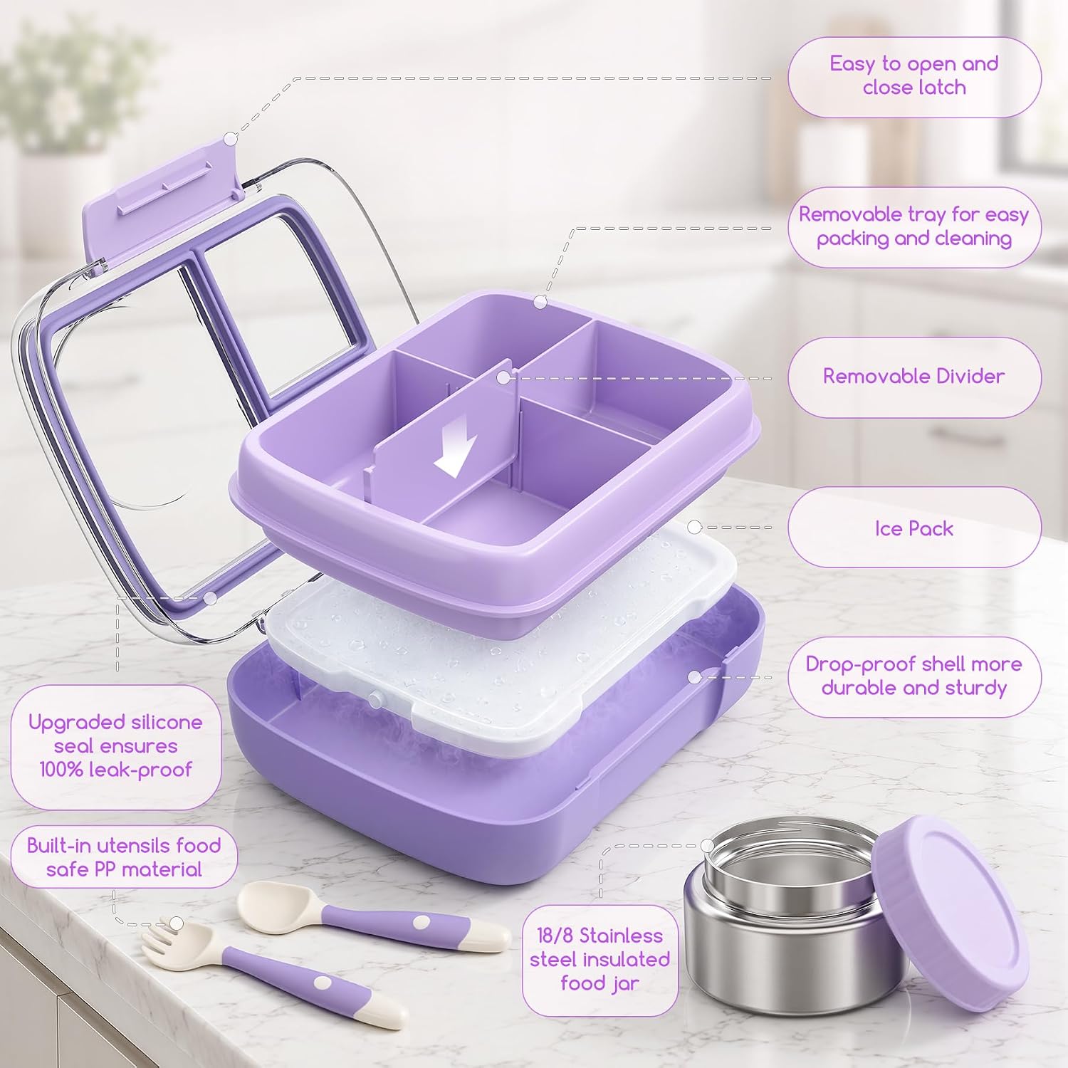 Bento Lunch Box Kids Adults Stainless