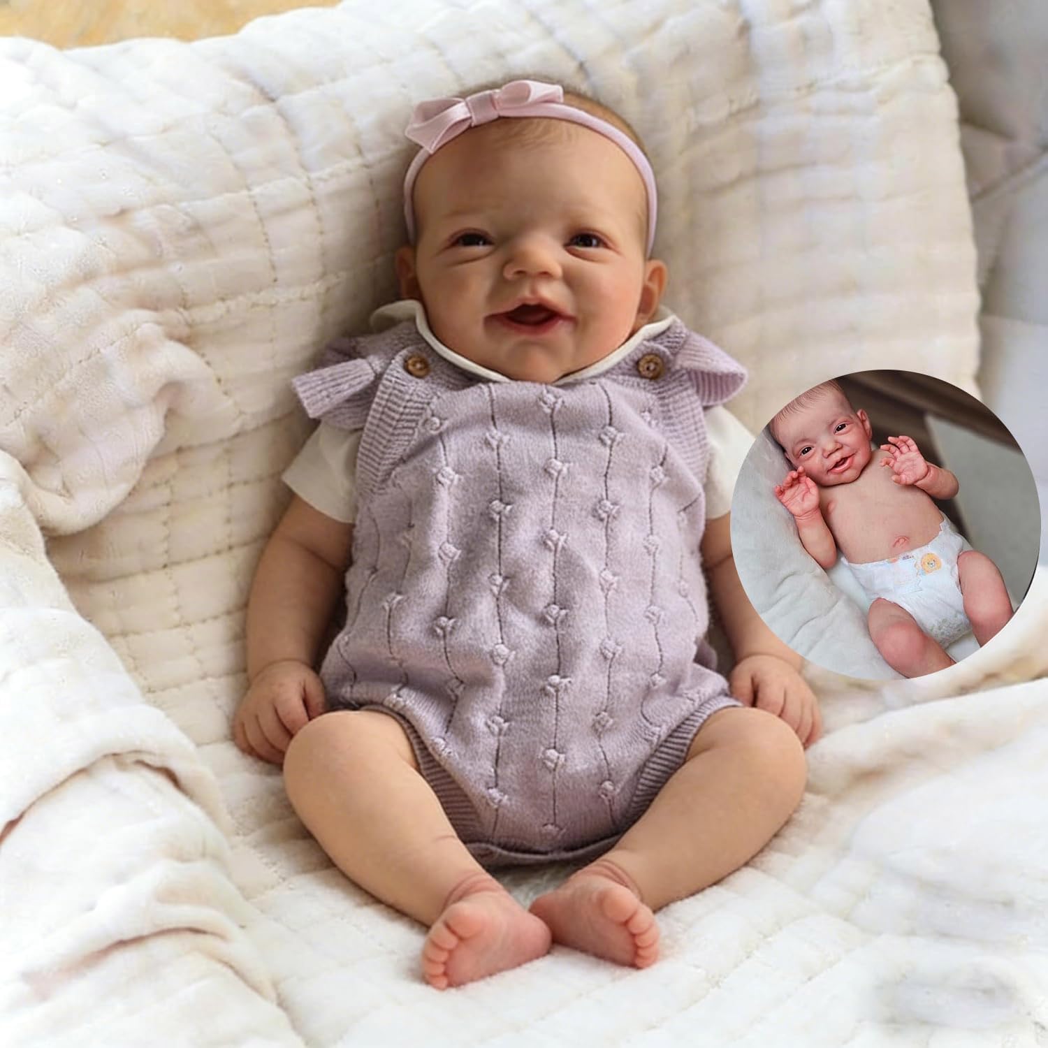 Anano Realistic Baby Dolls Silicone Full Body 18 Inch Soft Life Like Newborn Baby Dolls Girls that Look Real Babies Lifelike Reborn Waterproof Baby Doll Alive Washable