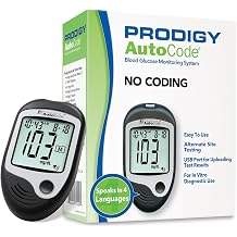 PRODIGY AutoCode Blood Glucose Monitoring System, Talking Meter, No Coding, Adjustable Depth Lancing Device, Twist Top Lancets 28G (10ct), Carrying Case, Quick Reference Guide, Owner&rsquo;s Manual