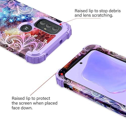 Miniatura 4 de Rancase Funda compatible con Moto G Power 2022, tres capas de protección a prueba de golpes de plástico duro + funda protectora de goma de silicona