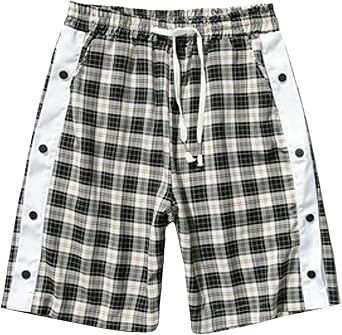 Amazon.com: QZH.DUAO Pantalones cortos a cuadros con botones laterales a  presión para hombre : Ropa, Zapatos y Joyería
