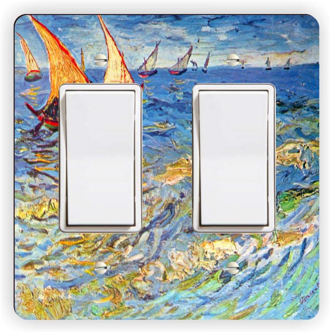 Van Gogh Art The sea at Saintes-Maries -Light Switch Plate Cover - Double GFI Double Rocker - Two Gang Switch Plate Cover Switch Plate Cover
