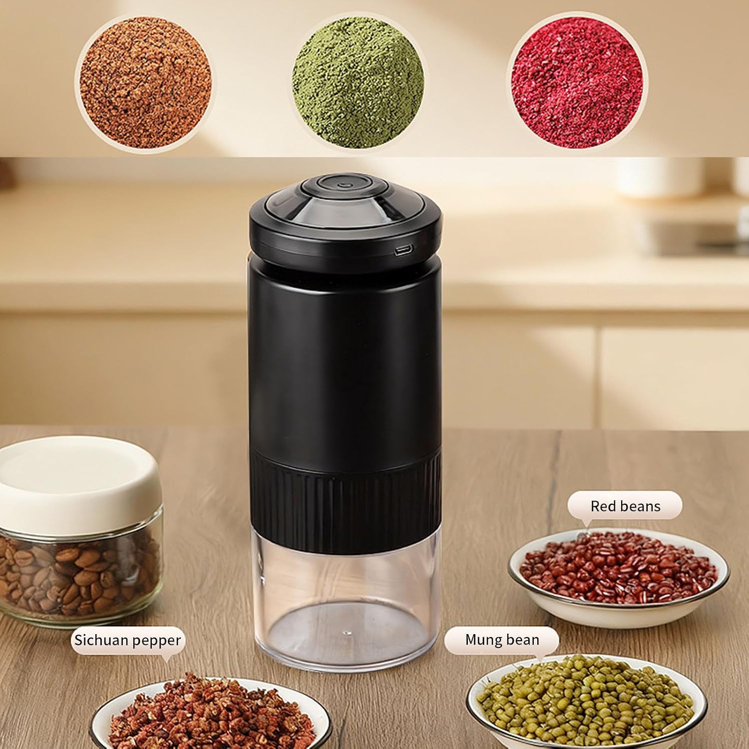 Electric Coffee Burr Grinder Adjustable Fine Coarse Grinding Tool Portable Travel Coffees Bean Easy to Portable Electric Coffee