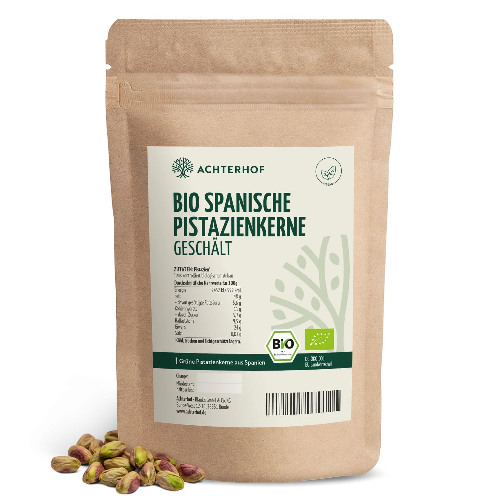 Bio spanische Pistazienkerne 1kg, geschält