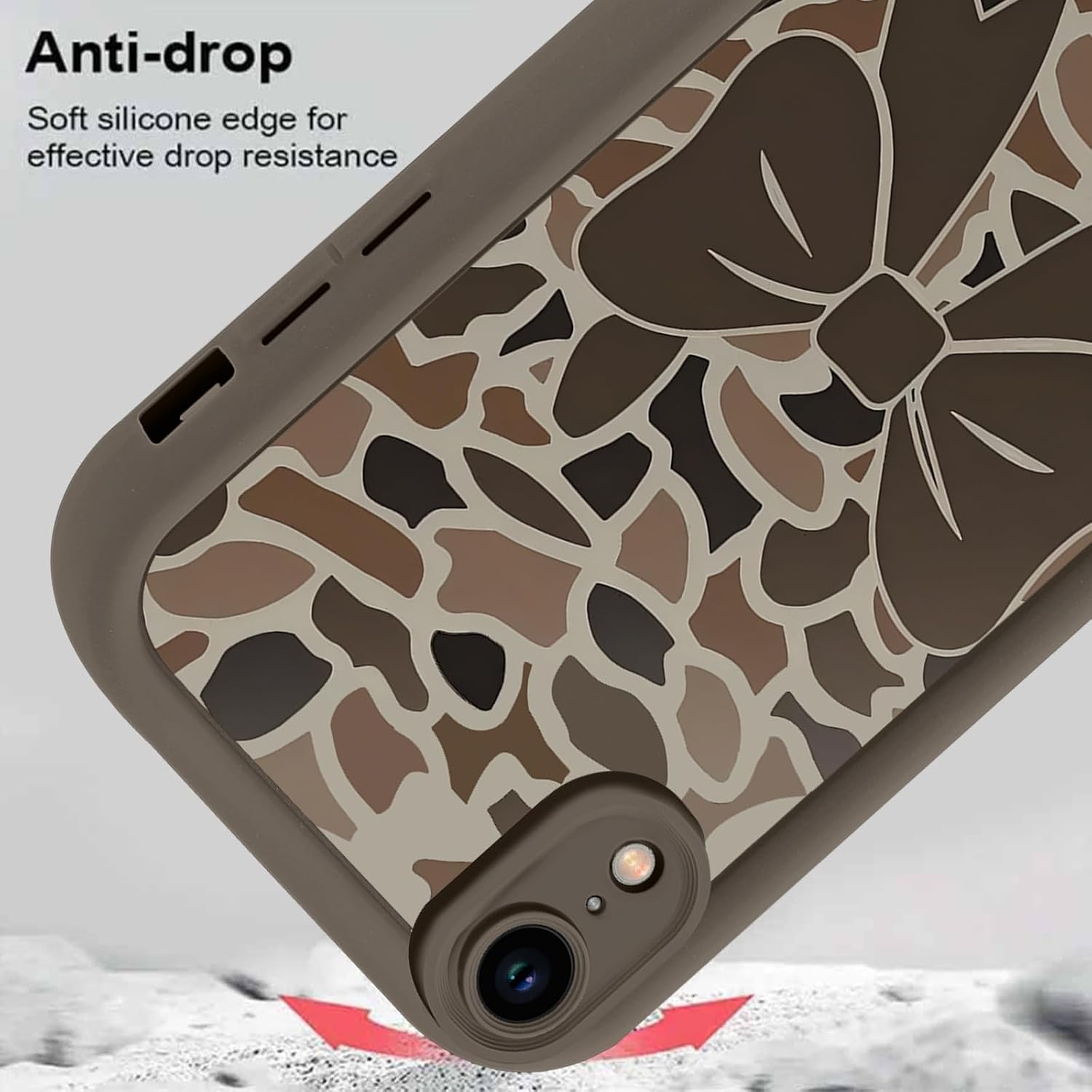 Leopard Phone Case for iPhone XR 6.1",Aesthetic Leopard Bow Stylish Classic Cover Pattern Design Cases Soft Silicone TPU Slim Shockproof Protective Bumper Brown image 3