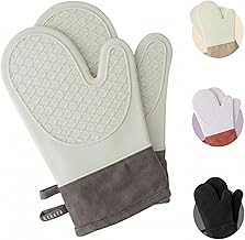 (Fits Women's Hands) Heat Resistant Mittens, Potholder, Heat Resistant Temperature Up To 882°F (300°C), Silicone Material, Anti-Slip, Oven (Gurege)