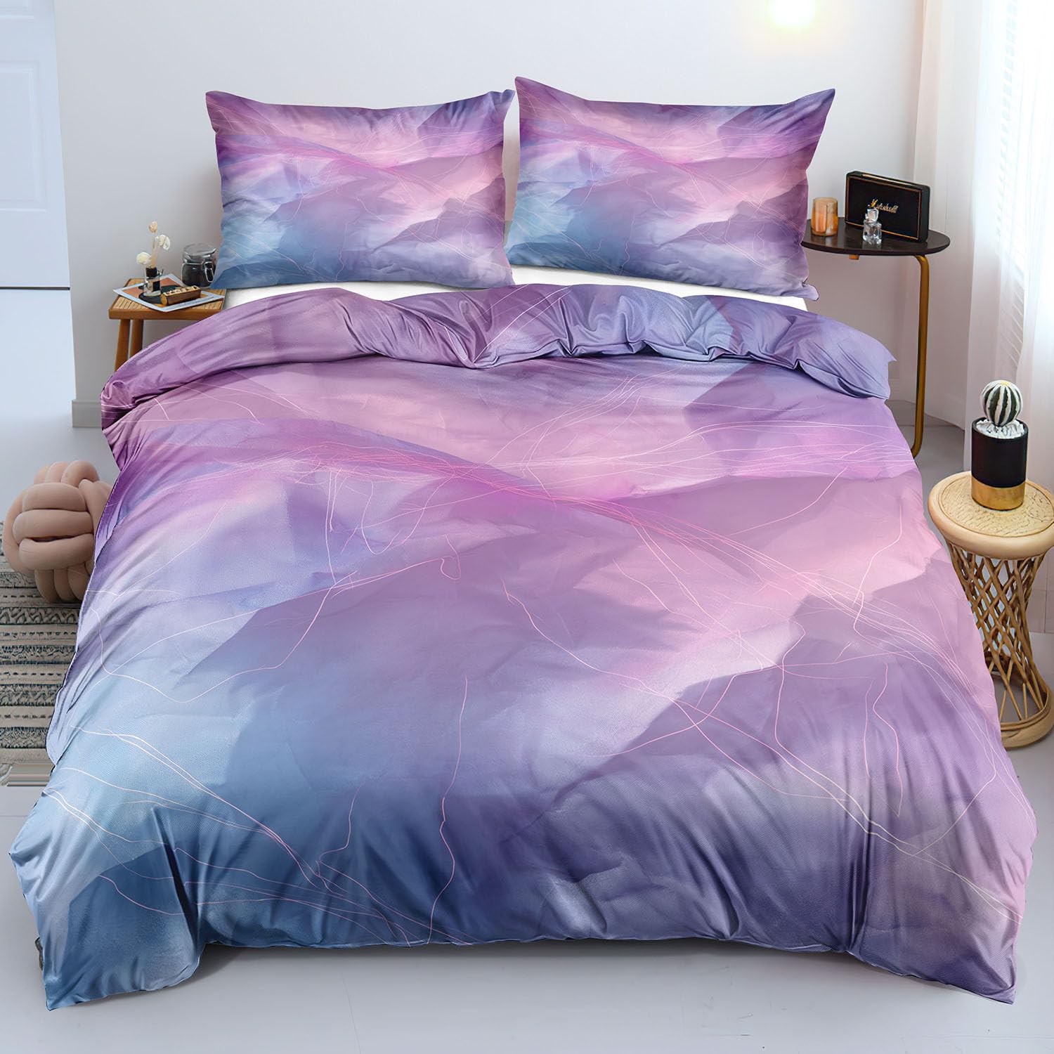 Parure de lit anti-plis microfibre brossée 260x240 lavable sans repassage