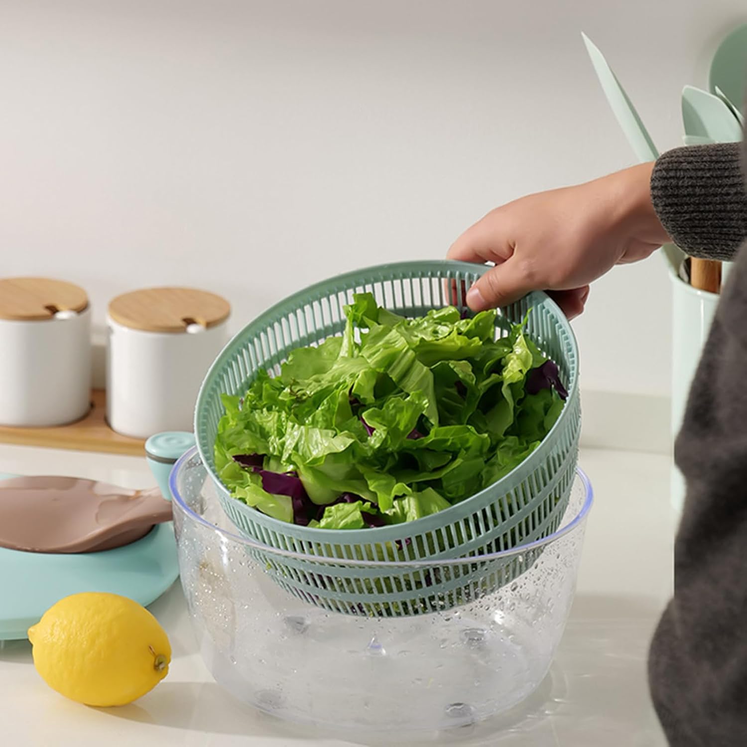 Vegetable Dryer Spinner - Salad Mixer Dehydrator Basket,Fruit Drain Basket | for Kitchen Apartment Dormitory Restaurant Home Dining Room