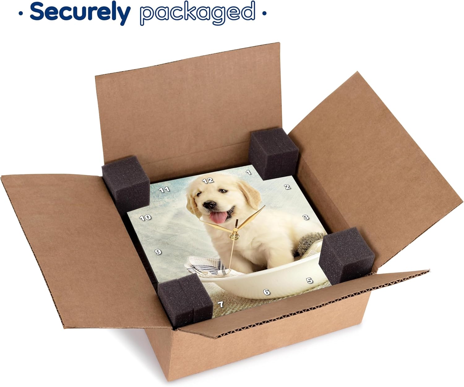 3dRose DPP_172989_3 Cute Golden Retriever Puppy Spa Day Art Photo Courtesy Badestboss. Wall Clock, 15 by 15-Inch