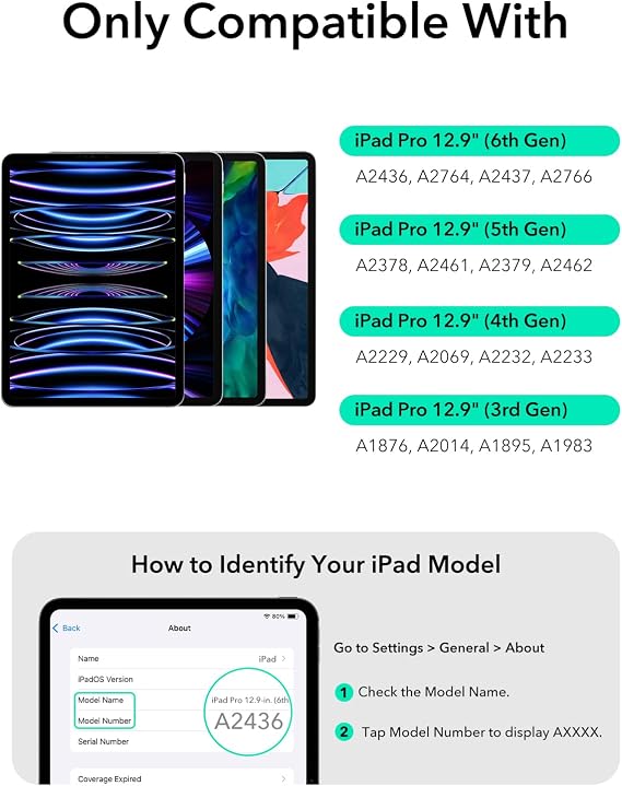 ESR iPad Pro 12.9 Case with Keyboard, Easy-Set Magnetic Stand, Portrait/Raised Modes for iPad iPad Pro 12.9(6th/5th/5th/3rd), Removable Protective Case, Rebound 360 Series, Black
