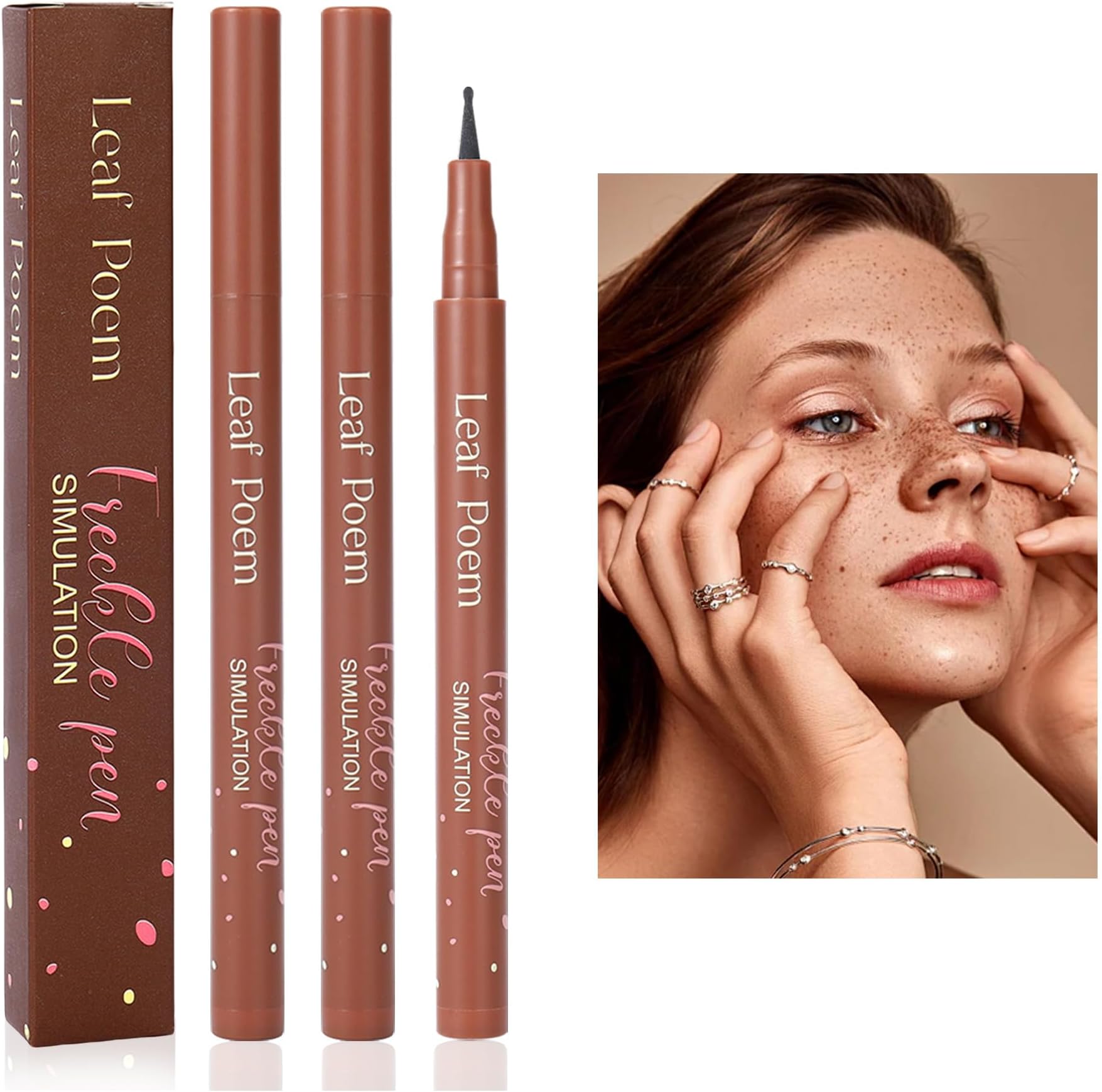 Freckle Pen, Fake Freckles Pen for Natural Sunkissed Makeup,Faux Face Freckles Pens Waterproof and Long Lasting,Soft Sopt Freckles Pens,2PACK(#01 Gray)