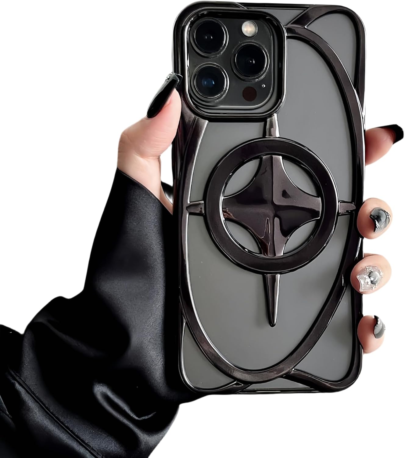 Magnetic Phone Case Compatible with iPhone 16/15/14/13/12/11, Heat Dissipation, Hollow Cooling Phone Cover with Matte/Glossy Finish, Stars TPU Protective Cover (iPhone11,Glossy Black)