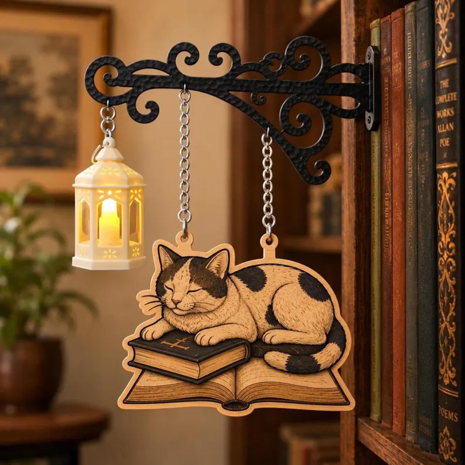 Nook Light, Warm Mini Bookcase Lamp, Bookshelf lamp, Vintage 3D Reading Lamp, for Bookshelf and Home Decor, Halloween Decorations,H