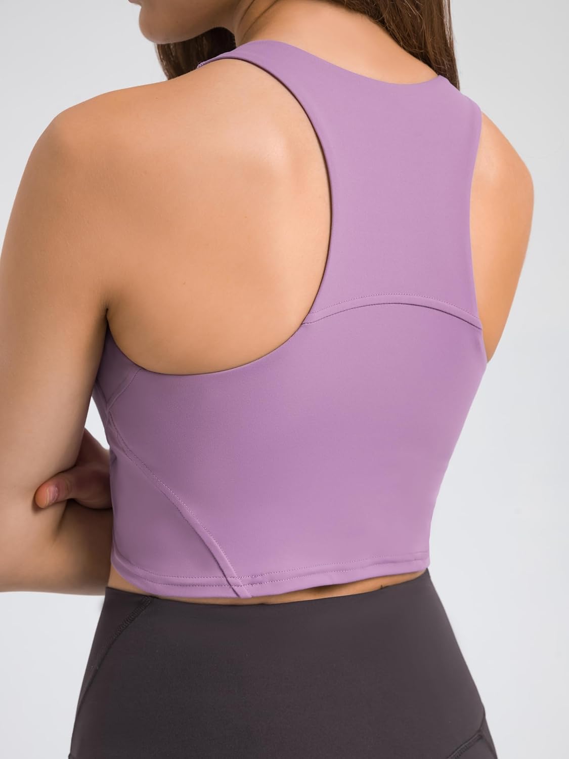 ABOCIW High Neck Longline Sports Bras for Women Racerback Padded Workout Crop Tank Tops with Built in Bra