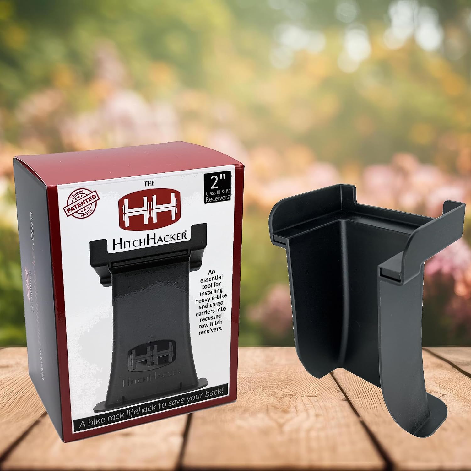 The HitchHacker - Bike Rack and Cargo Carrier Installation Device for Recessed 2" Tow Hitch Receivers, Black with Magnetic Connection