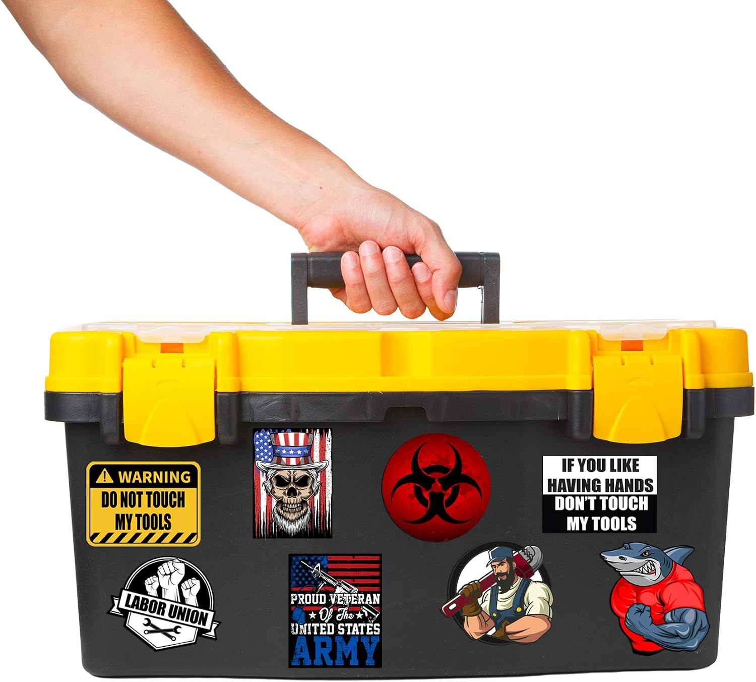 Hard Hat Stickers 50+ MEGA PACK, Tool Box Stickers and Decals for adults, Funny Construction, Military, Veteran, Union, Patriotic USA Stickers, Make People Laugh at Work, Set 2