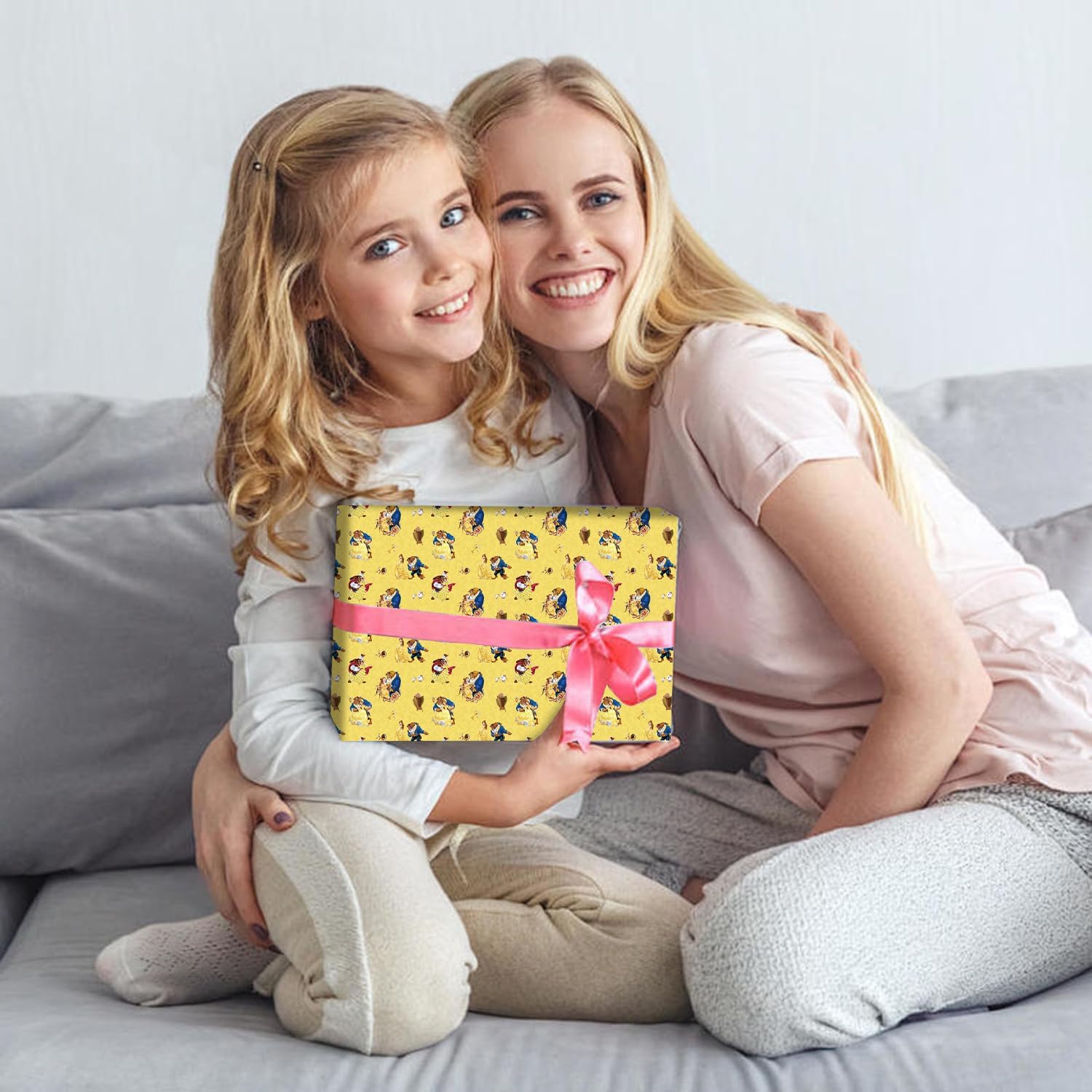 Pack of 4 Beauty and The Beast Gift Wrapping Paper 20" x 30" Kraft Paper Sheets Premium Birthday Wrapping Paper Set for Kids, Party Storage Festive Decoration
