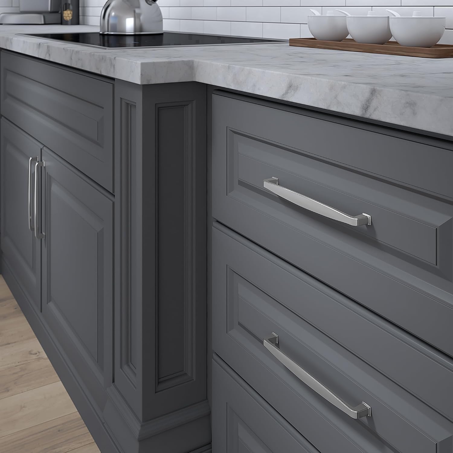 Richelieu | Charlemagne 7 9/16-inch (192 mm) Brushed Nickel Cabinet Pull image 5