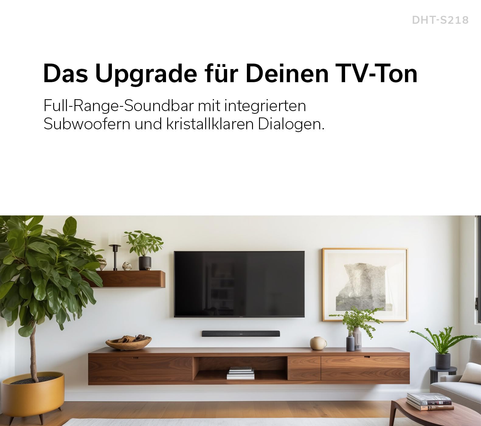 Denon DHT-S218 2.1 Soundbar mit integriertem Subwoofer, Dolby Atmos, HDMI eARC, Bluetooth LE Audio, Dialog Enhancer - Schwarz