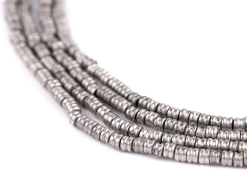 TheBeadChest Cuentas Heishi dobles plateadas (0.079 in)