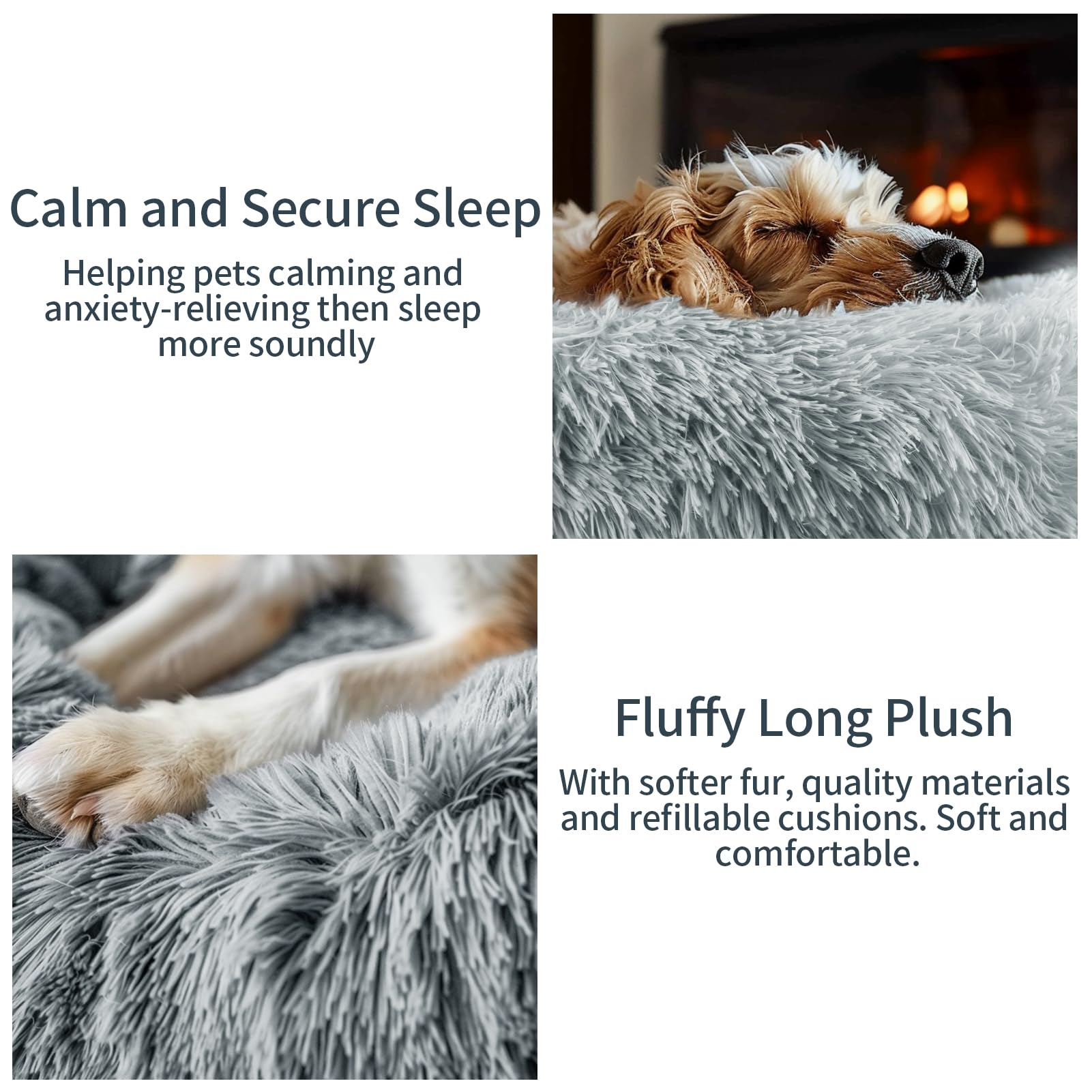 NAKIHOUSE Dog Bed Cat Bed, Round Plush Pet Bed, Soft - Image 4