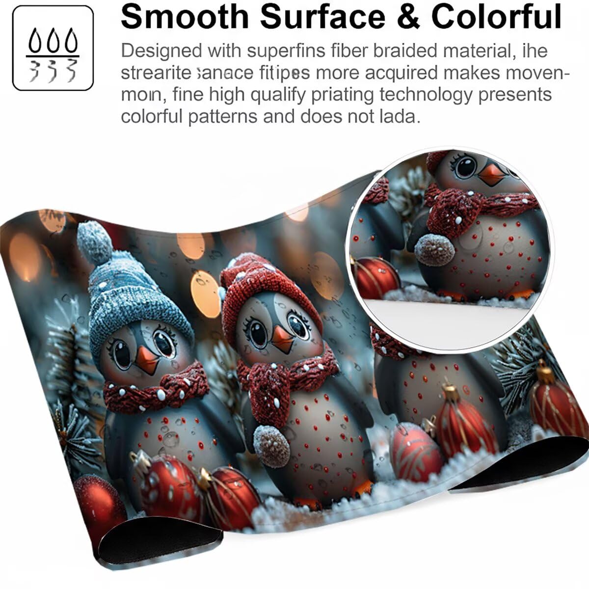 Tappetino per Mouse Gaming XXL 1200x600x3mm – Ufficio Mousepad Grande Migliora la Velocità e la Precisione Tenuta Stabile Sottomano per Ufficio e Casa Accessori Scrivania Animale Pinguino LMDT15210