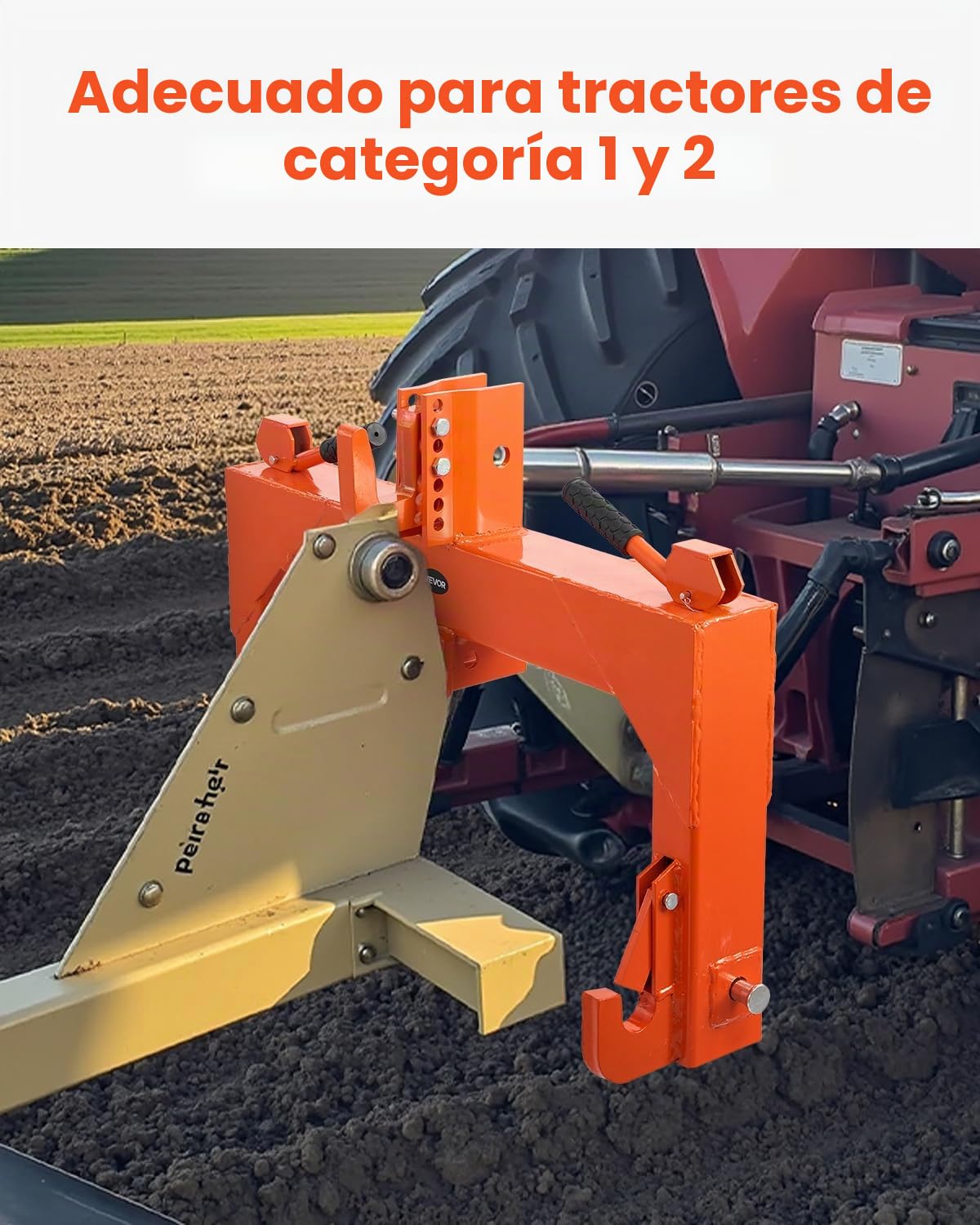 VEVOR Enganche Rápido de 3 Puntos para Tractores de 770×210×605 mm, Carga 1367 kg, 5 Niveles de Ajuste, Aluminio Reforzado, Adaptador de 3 Puntos para Tractores de Categoría 1 y 2, Equipos Agrícolas