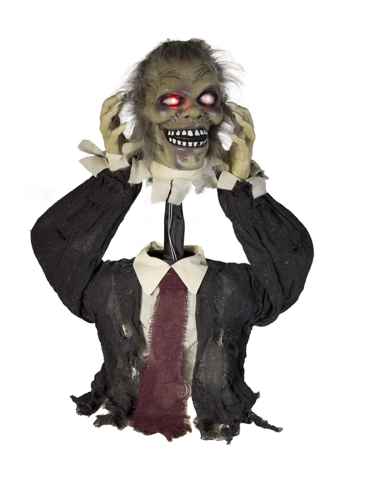 EUROPALMS Halloween Zombie Theo, 67cm | Animierter Zombie-Oberkörper mit Licht-, Sound-, und Bewegungseffekten