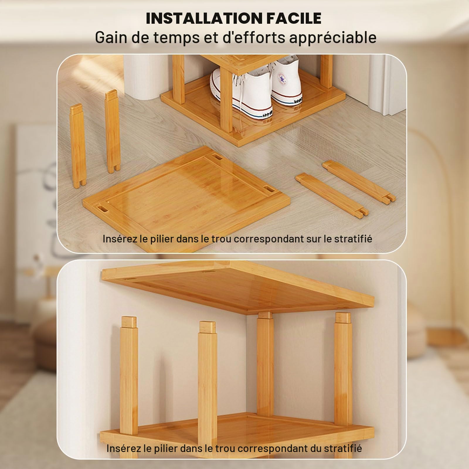 GAESHOW Étagère à Chaussures en Bambou, Armoire à Chaussures à 7 Niveaux, Etagere Chaussure, Rangement Chaussure pour Entrée, Salon, Chambre à Coucher, 25 × 23 × 115 cm