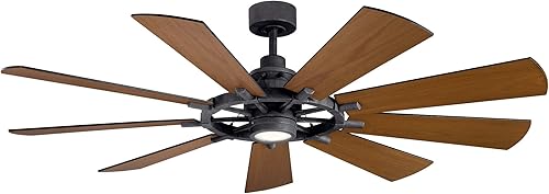 KICHLER Ventilador de techo LED Gentry de 65 pulgadas en negro envejecido con cuchillas reversibles