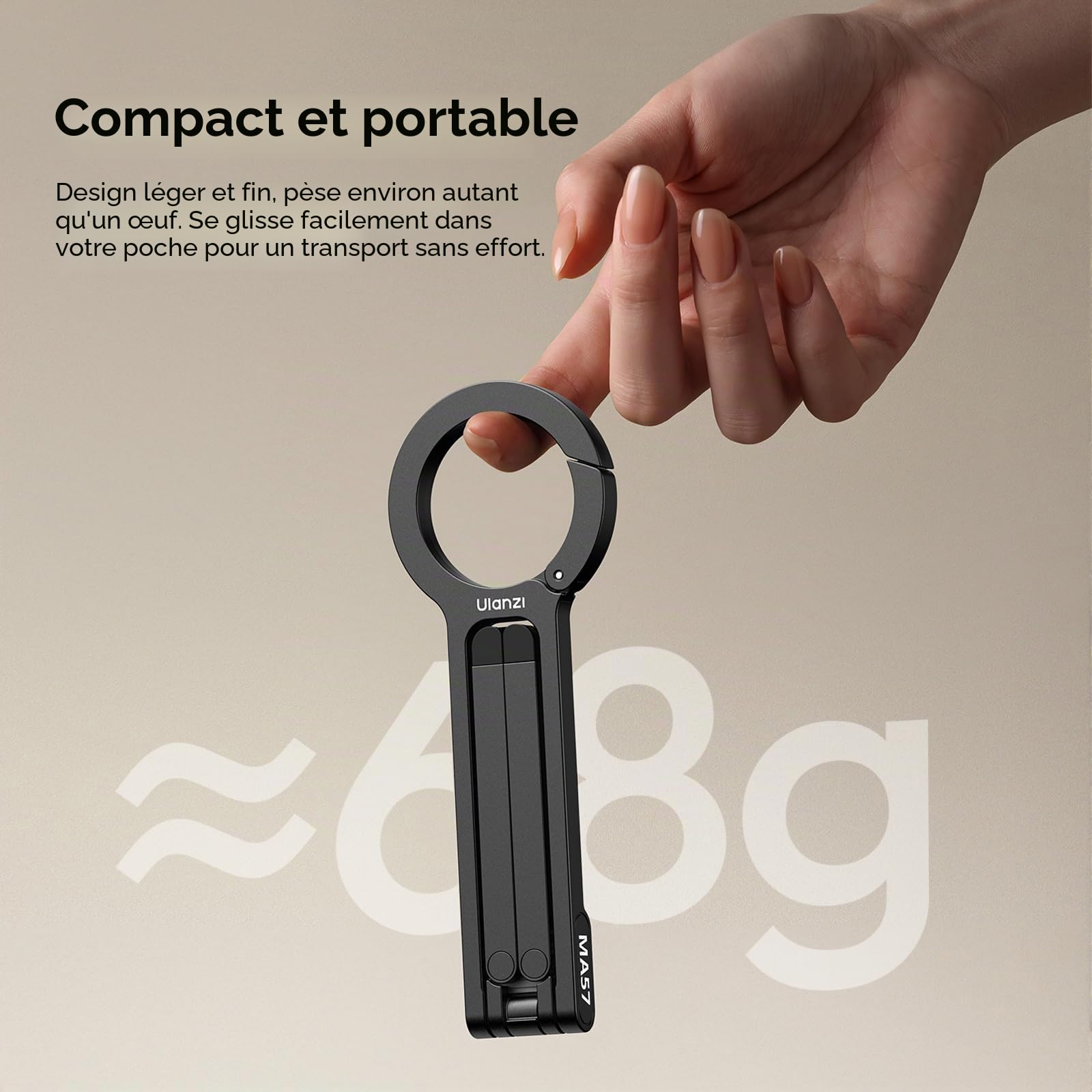 ULANZI Mini trépied magnétique pour iPhone – Support de téléphone portable en plastique, aimant puissant, montage rapide et pliable, compatible avec iPhone 17 16 15 14 13 12 Series Blacck