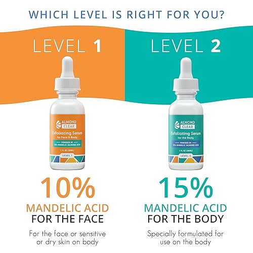 Miniatura 6 de Almond Clear Suero de nivel 1  Suero facial de ácido mandélico para acné, foliculitis, piel envejecida, pelos encarnados, manchas oscuras en la