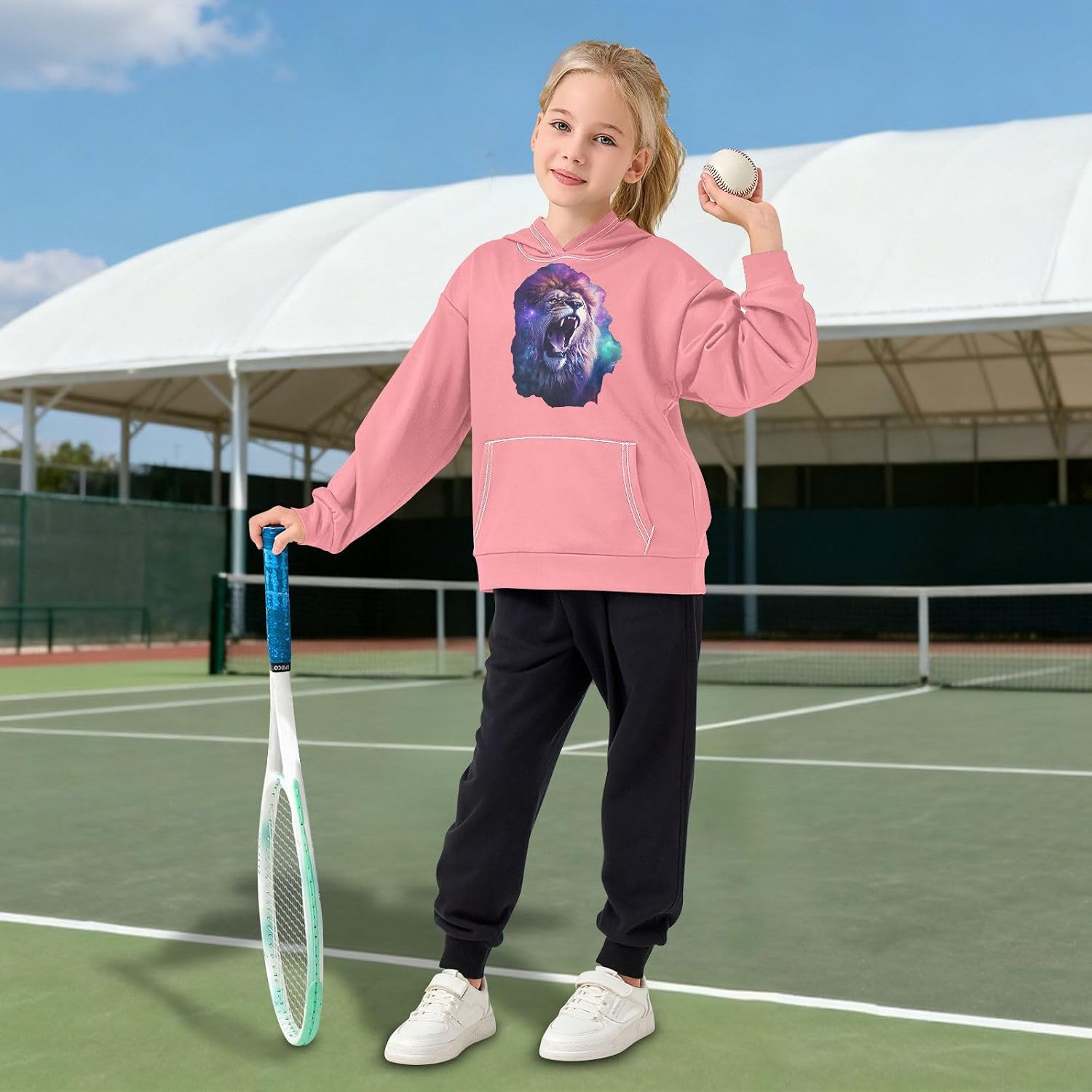 ALAZA lion Howling Hoodies Sweatshirt for Boys Girls Kids Hooded Pullover Top