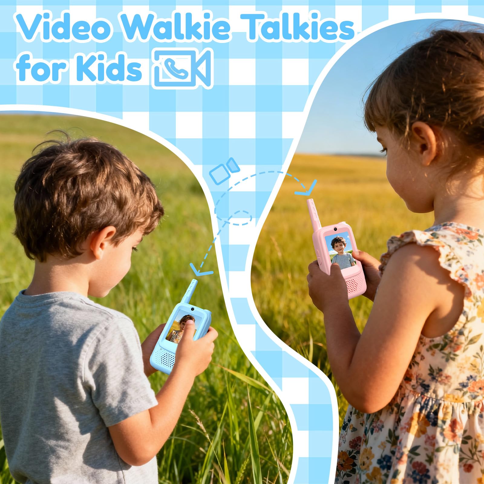 Video Walkie Talkies for Kids 2 Pack Rechargeable Video Intercom Walkie Talkie Toys Gifts with Voice Changer for 3 4 5 6 7 8 9 Years Old Boys and Girls - Image 2