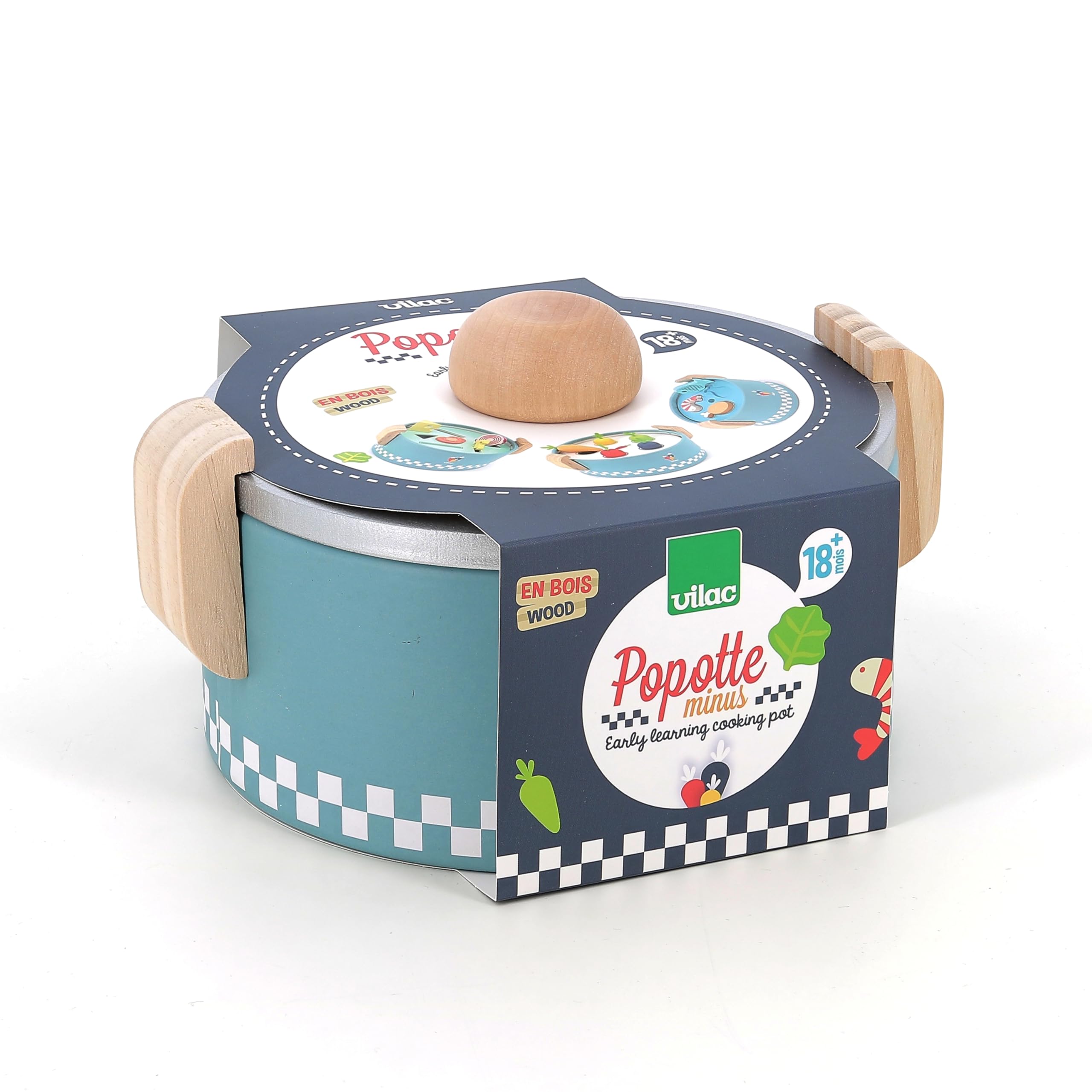 Popotte Minus Cuisine et Éveil Jouet en Bois Bébé Dès 18 Mois Jeu Éducatif | Ustensiles miniatures inclus | stimule imagination et imitation | adapté aux petites mains | idée cadeau naissance originale