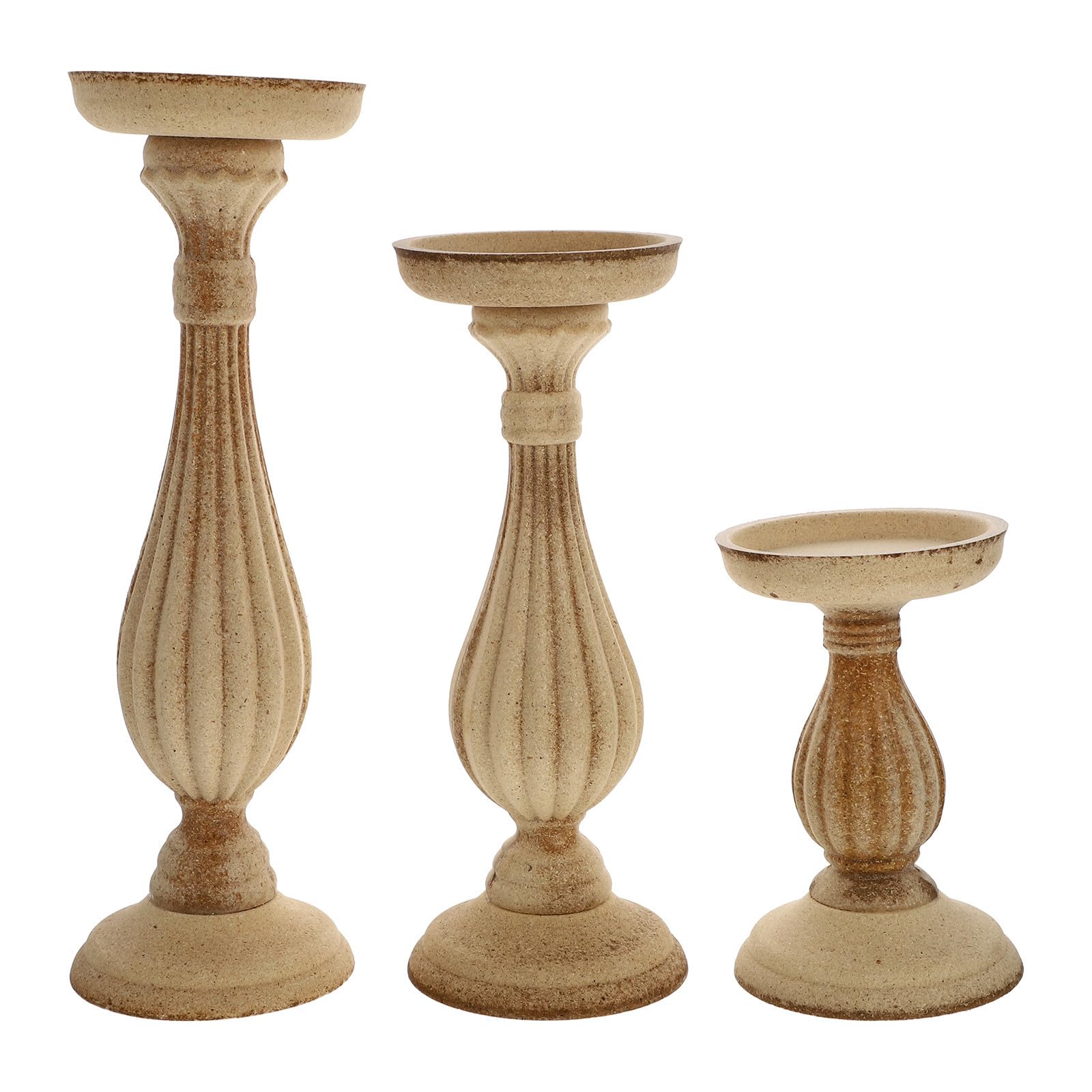 Bougeoir vintage et chandelier sur pied en lot de 3 pour décoration intérieure de maison