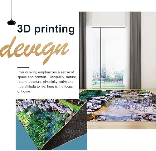 Miniatura 5 de Alfombra de ilusión óptica 3D para sala de estar, alfombra de área con estampado de océano de loto, alfombra de área para decoración del hogar,