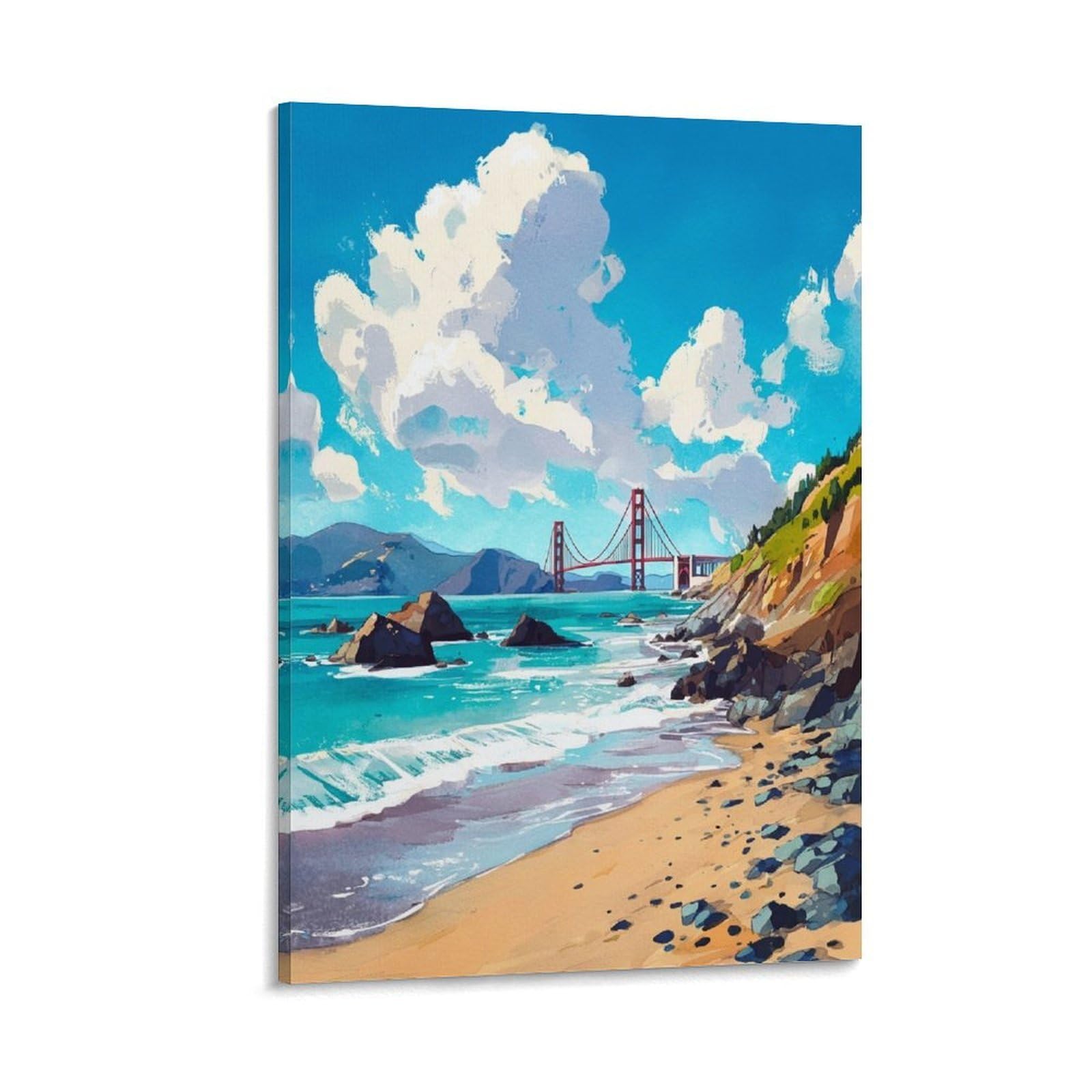 ZBBGGOZ Baker Beach Poster 20x30inch(50x75cm) Vintage Watercolor Canvas Art