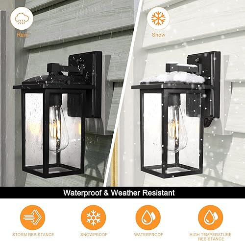 Miniatura 3 de Diyel Paquete de 2 luces de pared para exteriores del anochecer al amanecer, lámparas de luz exterior, lámparas de porche para exteriores, montaje